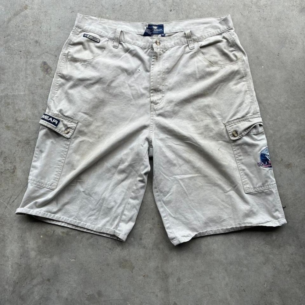 Vintage wu‎ wear 90's beige cargo shorts super comfortable baggy fit